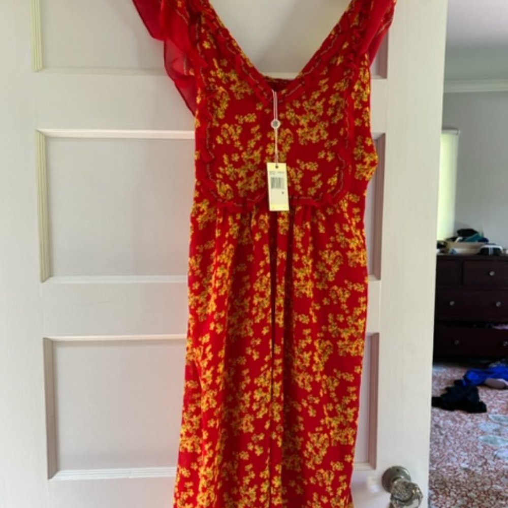 Max Studio - Red Ruffled Garden Party Dress